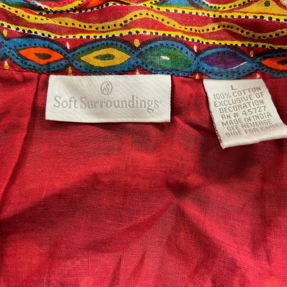 Soft Surroundings bohemian wrap maxi skirt beaded mirrors red gold L India - Picture 6 of 9